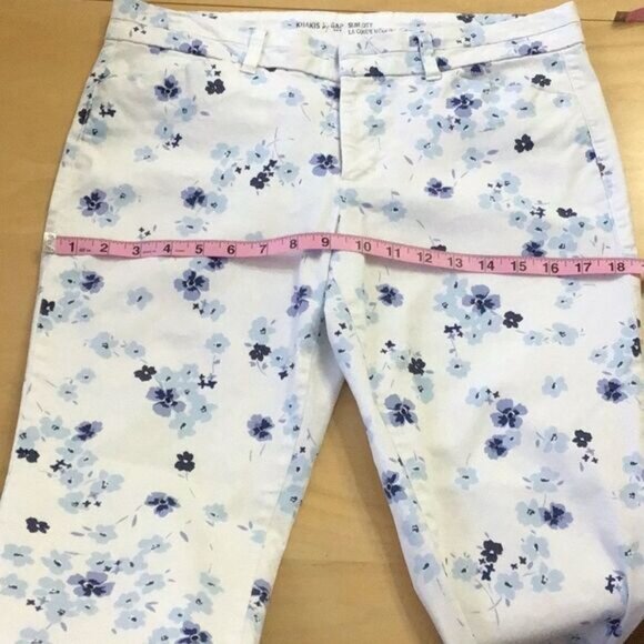 GAP Khakis crop ankle pants slim city white and blue liberty floral chino Pixi 8 - Picture 11 of 14